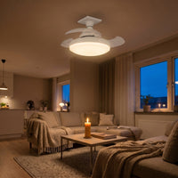 Ventilateur de plafond LED pales rétractables, à la bougie le soir, allumée